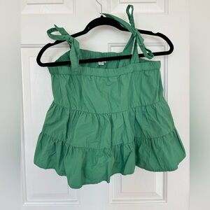 American Eagle green tank top with tie up shoulders